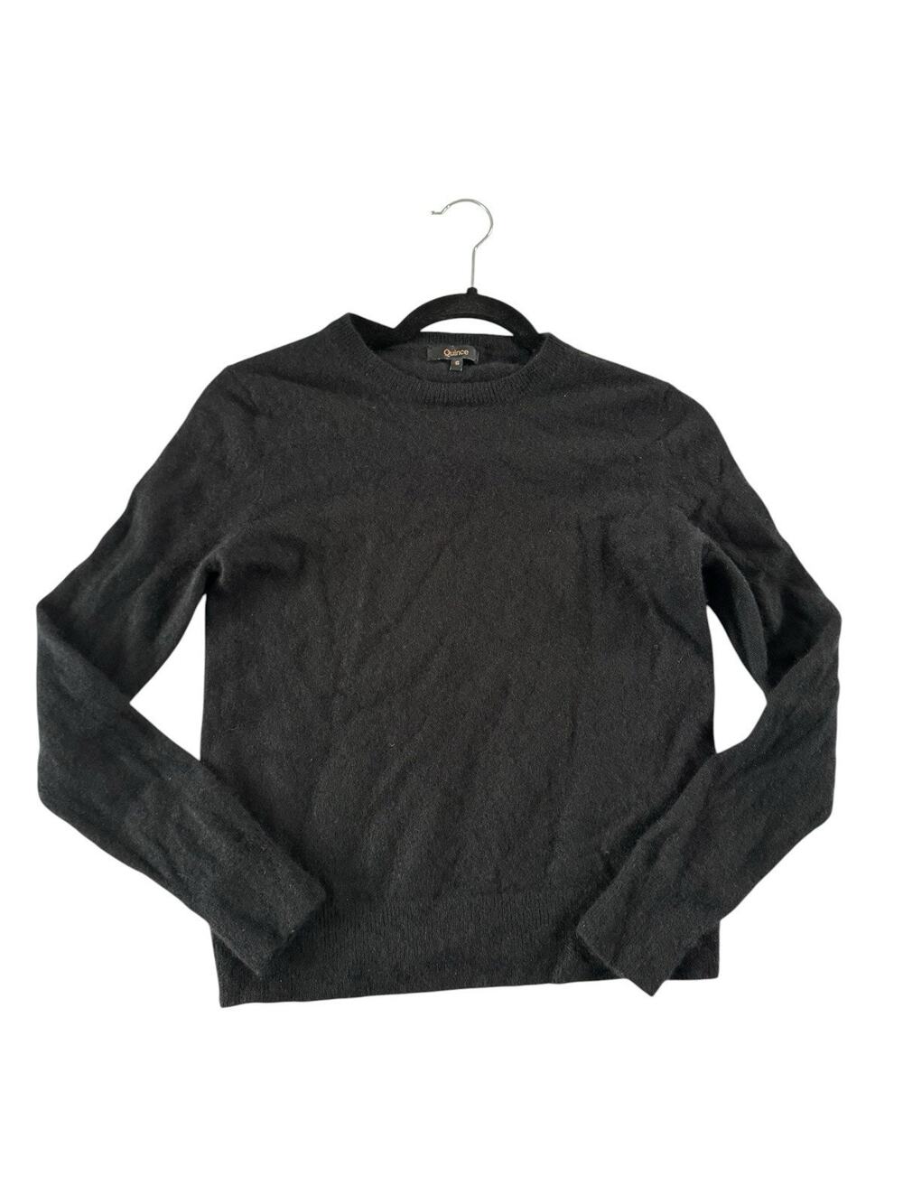 Quince Women Mongolian Cashmere Crewneck Sweater Black Small #6926